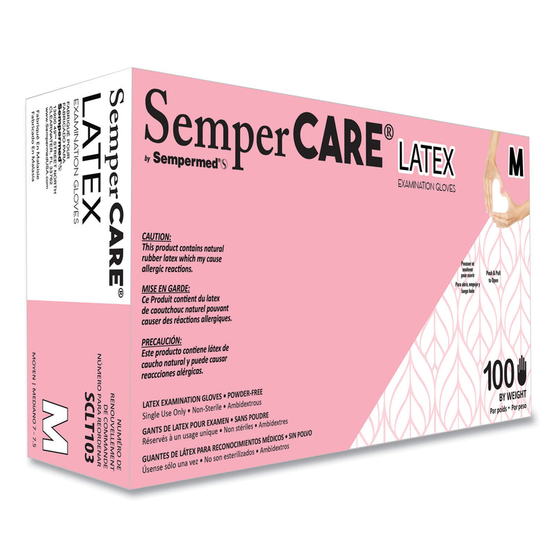 SemperCare Latex Examination Gloves, Cream, Medium, 100/Box, 10 Boxes/Carton (SEZSCLT103) Case of 1000