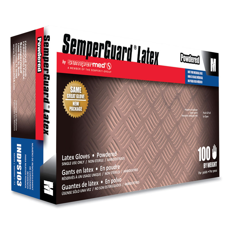 SemperGuard Latex Powdered Gloves, Cream, Medium, 100/Box (SEZINDPS103BX) Box of 100