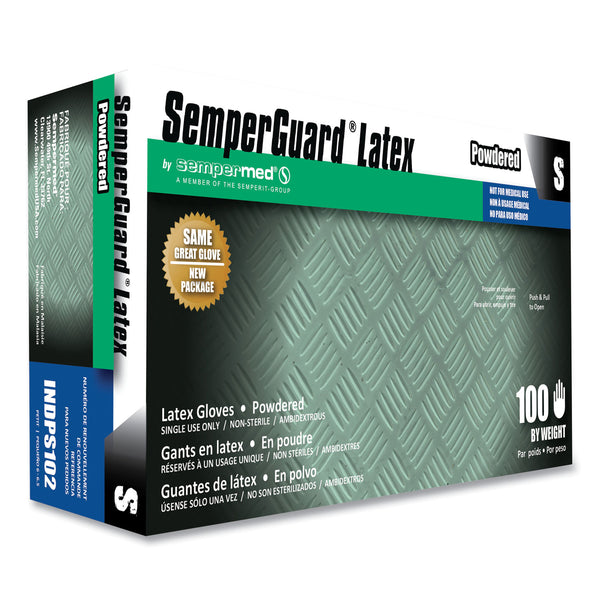SemperGuard Latex Gloves, Cream, Small, 100/Box, 10 Boxes/Carton (SEZINDPS102) Case of 1000