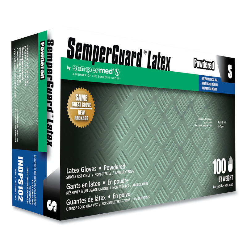 SemperGuard Latex Gloves, Cream, Small, 100/Box, 10 Boxes/Carton (SEZINDPS102) Case of 1000