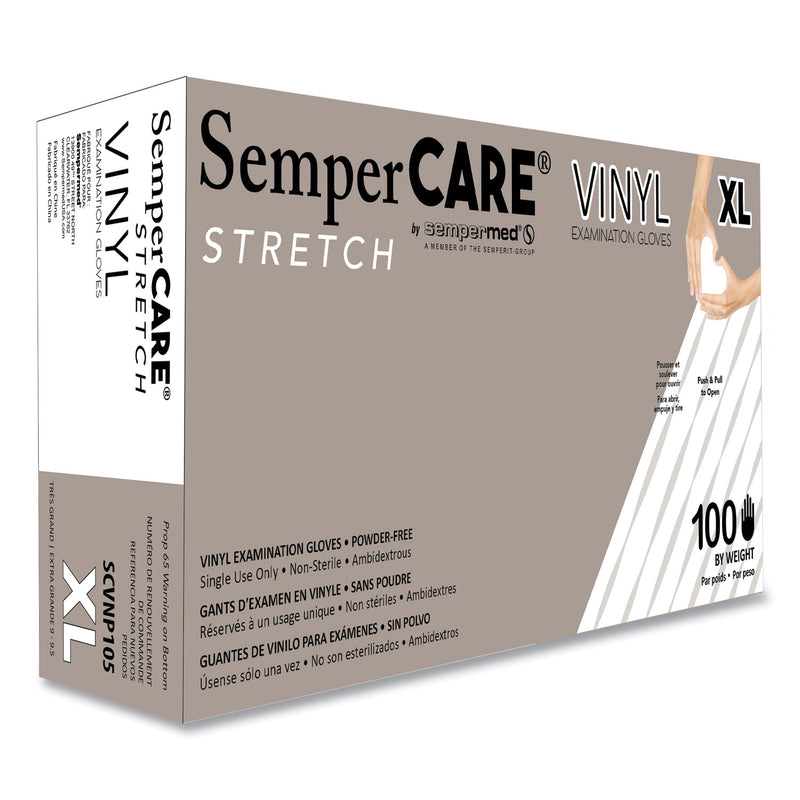 SemperCare Stretch Vinyl Examination Gloves, Cream, X-Large, 100/Box, 10 Boxes/Carton (SEZSCVNP105) Case of 1000