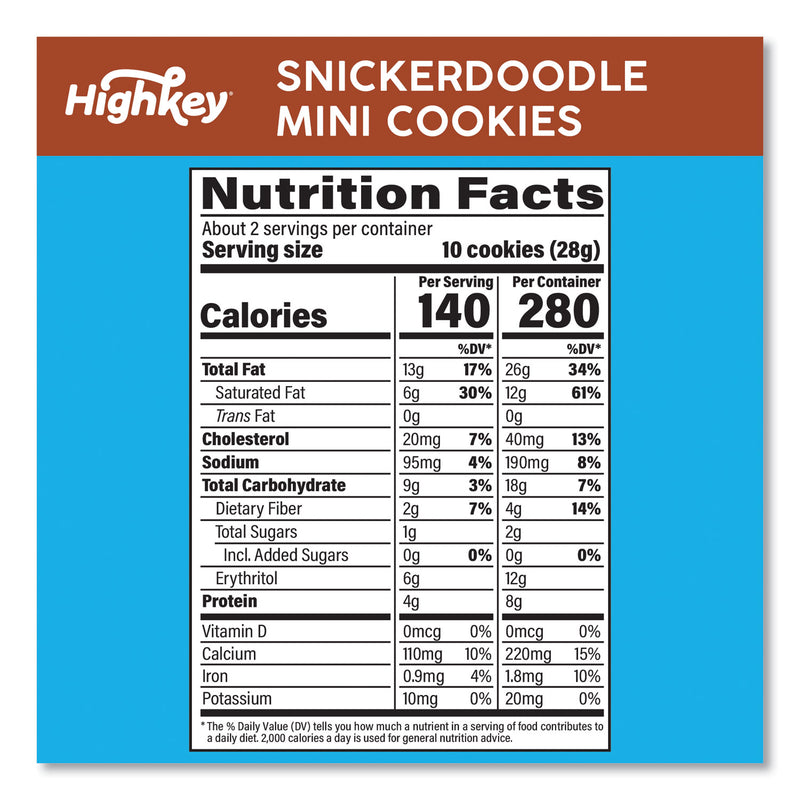 HighKey Snickerdoodle Cookies, Snickerdoodle, 2 oz Bag, 6/Carton (GRR60000271) Case of 6