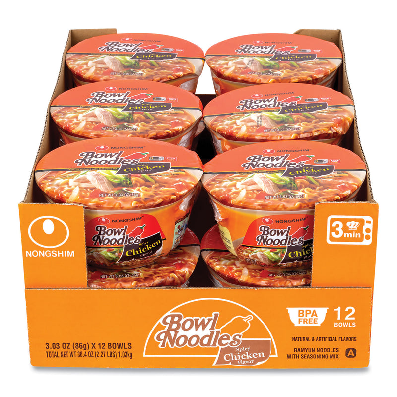 NONGSHIM Spicy Chicken Bowl Noodle Soup, Chicken, 3.03 oz Cup, 12/Carton (GRR22002163) Case of 12