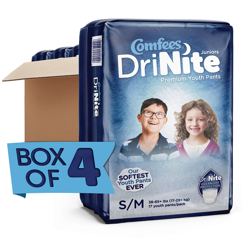 Comfees® DriNite® Juniors Unisex Youth Absorbent Underwear Pull On with Tear Away Seams Small / Medium Disposable Heavy Absorbency (1150965_CS) 68/CS