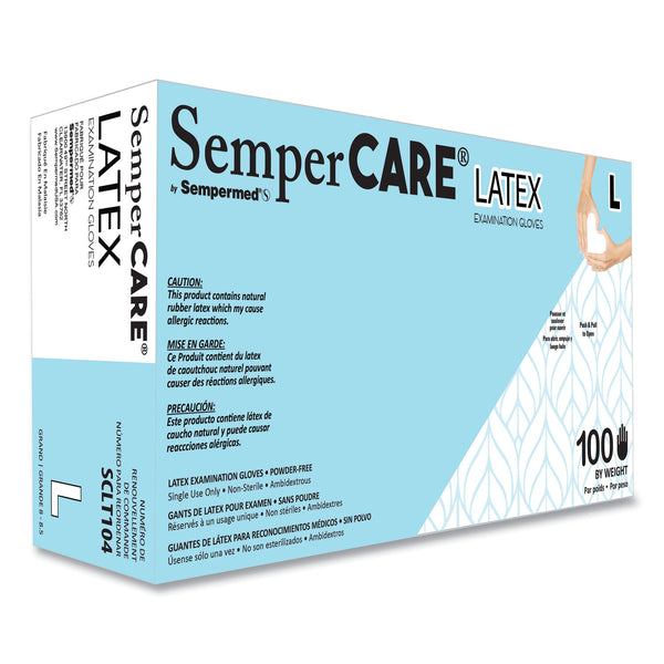 SemperCare Latex Examination Gloves, Powder-Free, Large, Cream, 5 mil, 100/Box, 10 Boxes/Carton (SEZSCLT104) Case of 1000