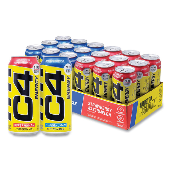 C4 Energy Drink Variety Pack, Assorted Flavors, 16 oz Can, 18/Carton (GRR22002047) Case of 18