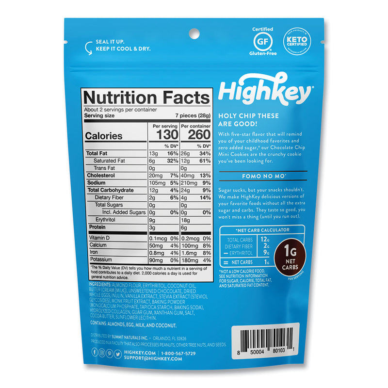 HighKey Chocolate Chip Cookies, 2 oz, Bag, 6/Carton (GRR60000270) Case of 6