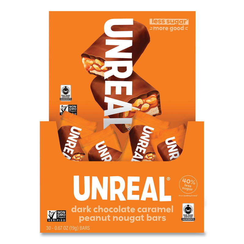 Unreal Dark Chocolate Caramel Peanut Nougat Bars, 0.67 oz Individually Wrapped, 40/Pack (GRR22002090) Each