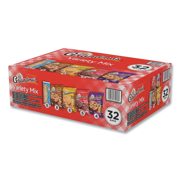 Grandma's Cookies Variety Tray, Assorted Flavors,  (6) 3.25 oz,  (26) 2.5 oz, 32 Bags/Carton (LAY73977) Case of 32