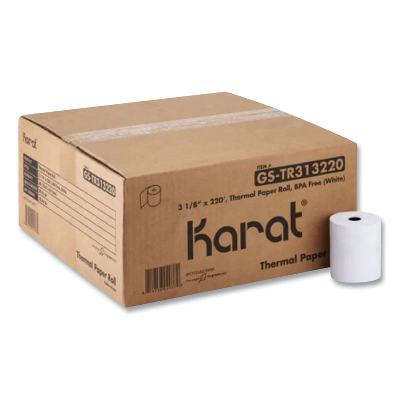 Karat Thermal Paper Rolls, 3.13" x 220 ft, White, 50 Rolls/Carton (KRTGSTR313220) Case of 50