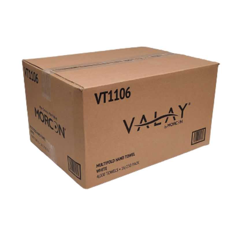 Morcon Paper Valay Multi-Fold Towels, 1-Ply, 9.05 x 9.25, White, 250/Pack, 16 Packs/Carton (MORVT1106) Case of 4000