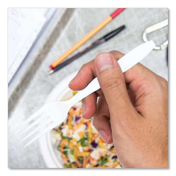 Solo Inc. Impress Heavyweight Full-Length Polystyrene Cutlery, Fork, White, 100/Box (SCCHSWFX0007BX) Box of 100
