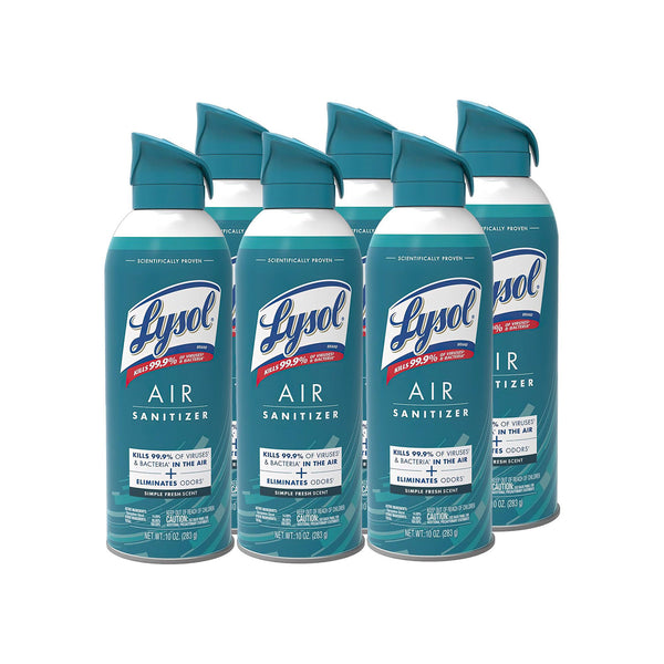 LYSOL Brand Air Sanitizer Spray, Simple Fresh, 10 oz Aerosol Spray, 6/Carton (RAC99350CT) Case of 6