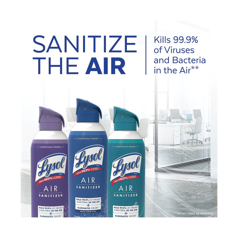 LYSOL Brand Air Sanitizer Spray, White Linen, 10 oz Aerosol Spray, 6/Carton (RAC99351CT) Case of 6