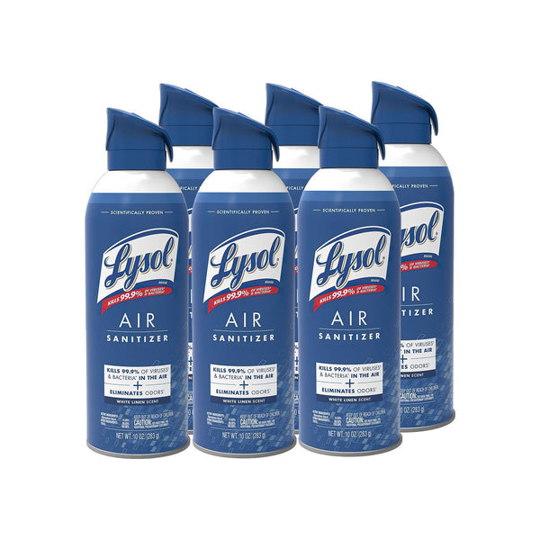 LYSOL Brand Air Sanitizer Spray, White Linen, 10 oz Aerosol Spray, 6/Carton (RAC99351CT) Case of 6