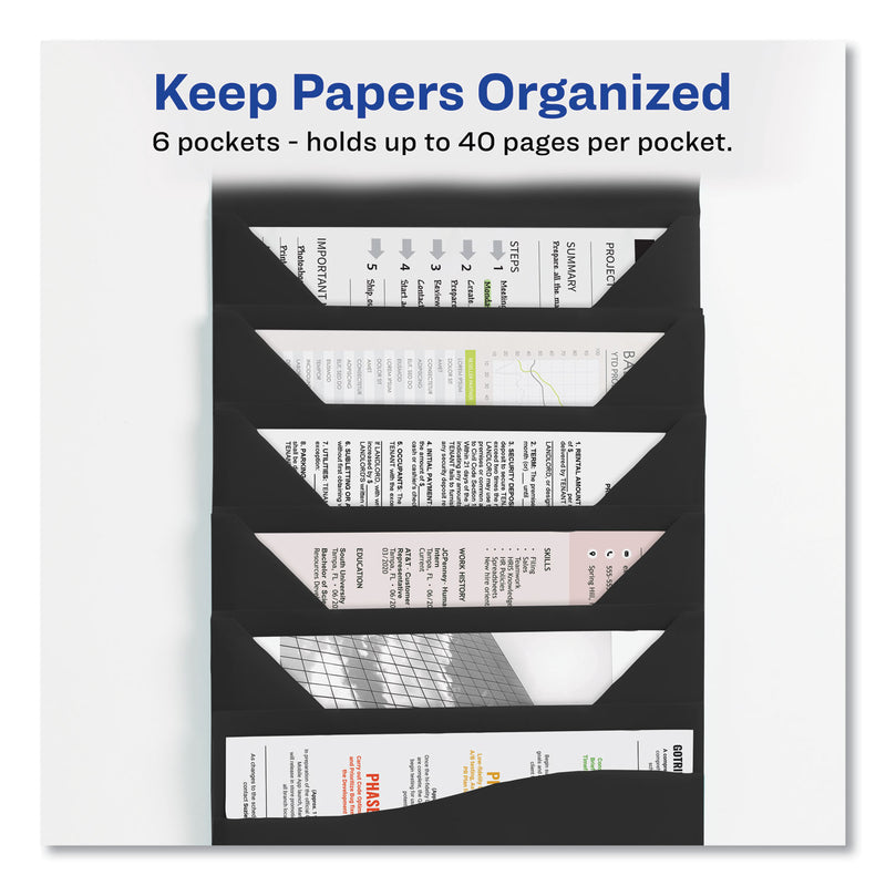Avery Slide and View Expanding File, 6 Sections, Hook/Loop Closure, Letter Size, Black (AVE73542) Each