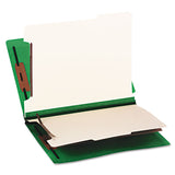 Smead™ Colored End Tab Classification Folders with Dividers, 2" Expansion, 2 Dividers, 6 Fasteners, Letter Size, Green, 10/Box (SMD26837)