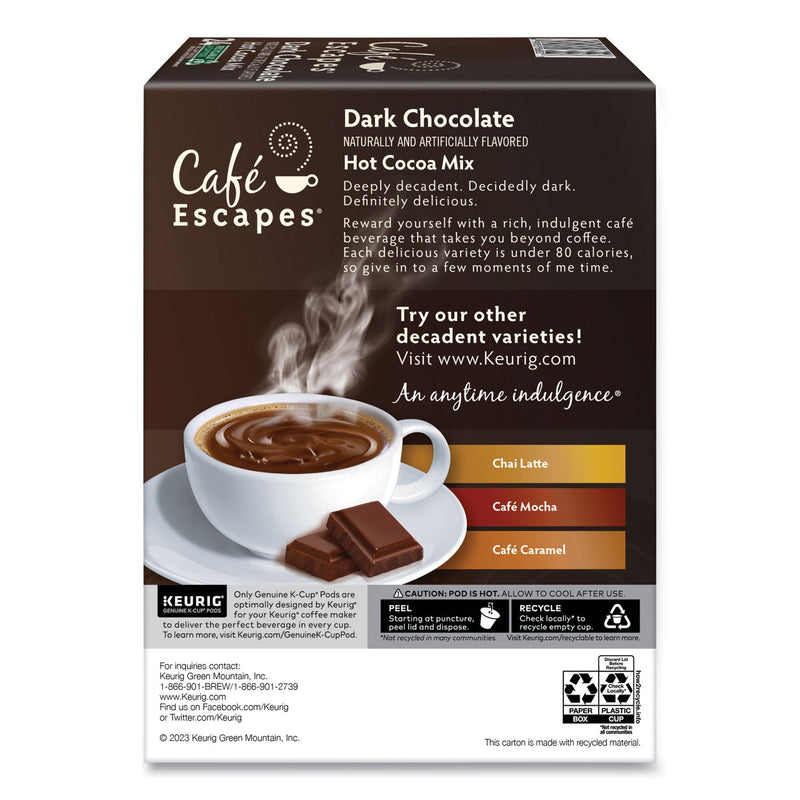 Café Escapes® Cafe Escapes Dark Chocolate Hot Cocoa K-Cups, 24/Box (GMT6802) Box of 24