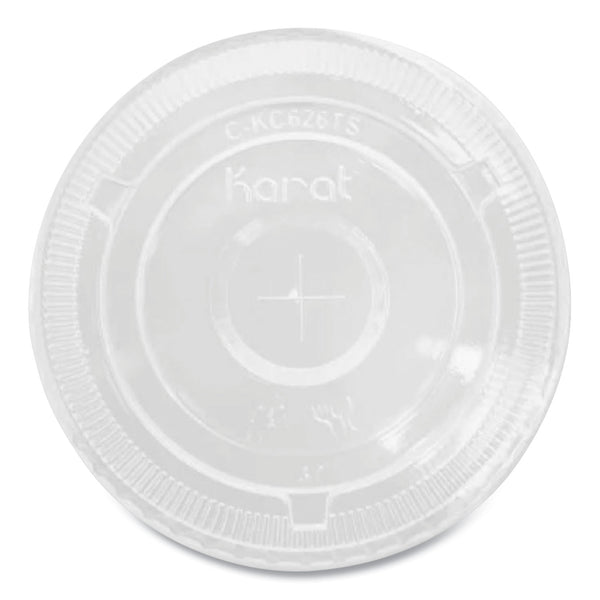 Karat PET Lids, Flat with Straw Slot, Fits 32 oz Cold Cups, Clear 500/Carton (KRTCKC107TS) Case of 500
