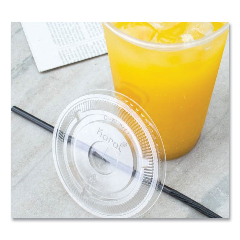Karat PET Lids, Flat with Straw Slot, Fits 32 oz Cold Cups, Clear 500/Carton (KRTCKC107TS) Case of 500