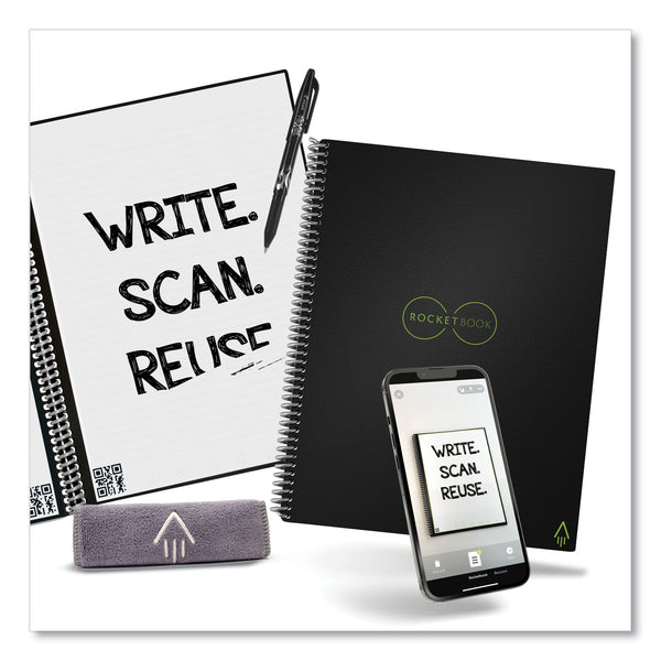 Rocketbook Core Smart Notebook, Wide/Legal Rule, Black Cover,  (18) 8.8 x 6 Sheets (RKBEVR2EKA) Each