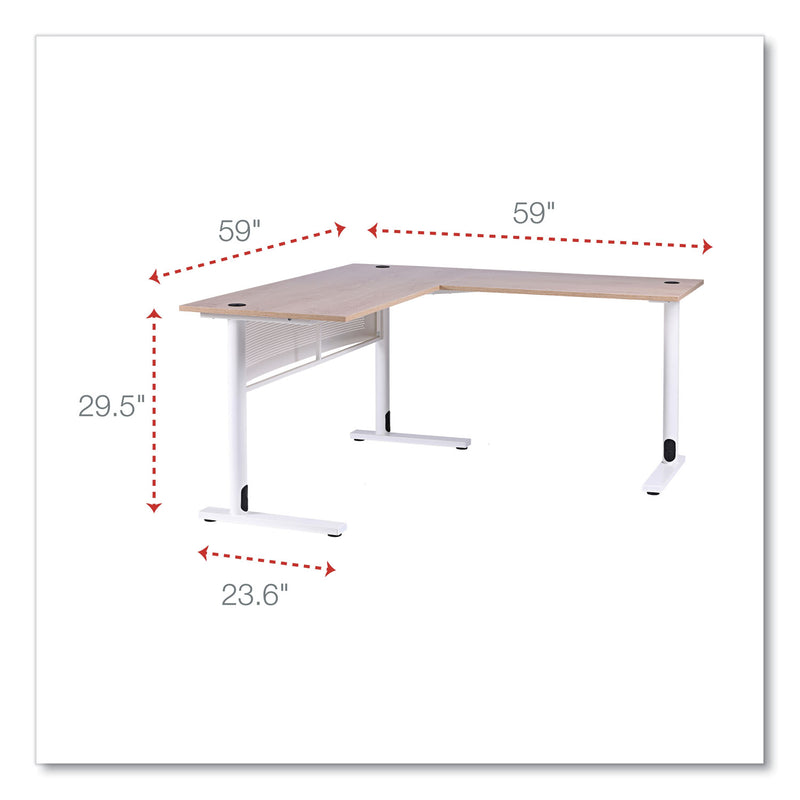 Alera L-Shaped Writing Desk, 59.05" x 59.05" x 29.53", Beigewood/White (ALEWSL5959WB) Each