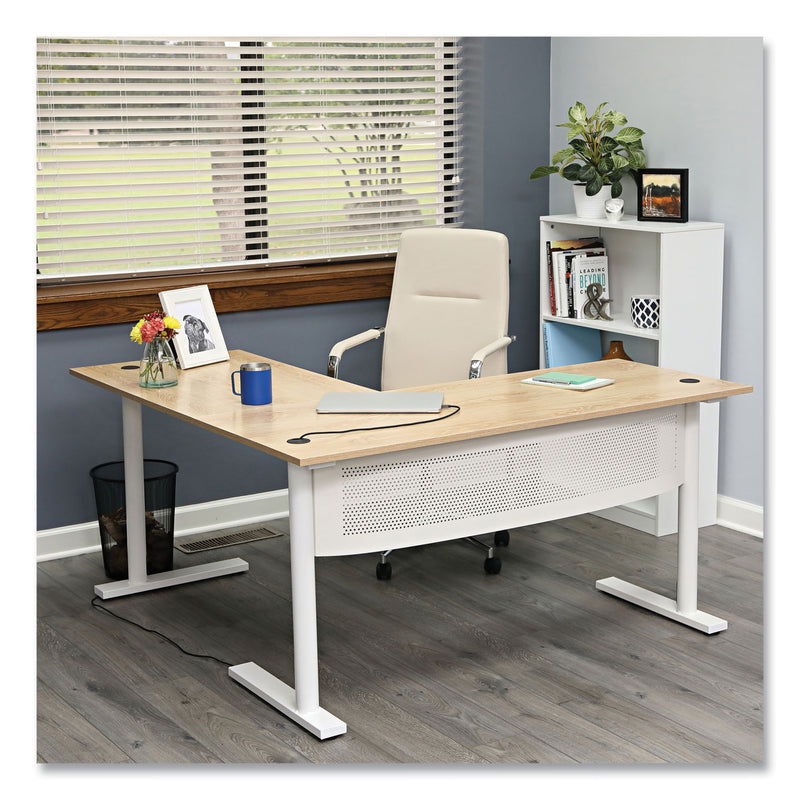 Alera L-Shaped Writing Desk, 59.05" x 59.05" x 29.53", Beigewood/White (ALEWSL5959WB) Each