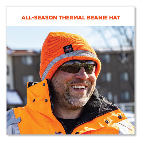 Ergodyne N-Ferno 6803 Reflective Rib Knit Winter Hat, One Size Fits Most, Orange (EGO16865) Each