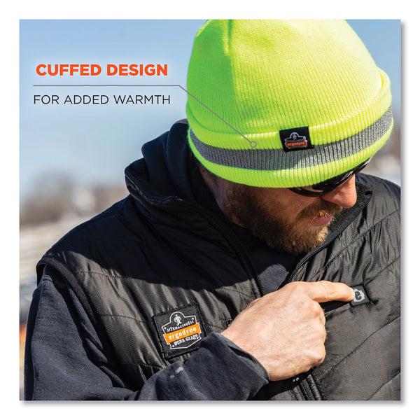 Ergodyne N-Ferno 6803 Reflective Rib Knit Winter Hat, One Size Fits Most, Lime (EGO16864) Each