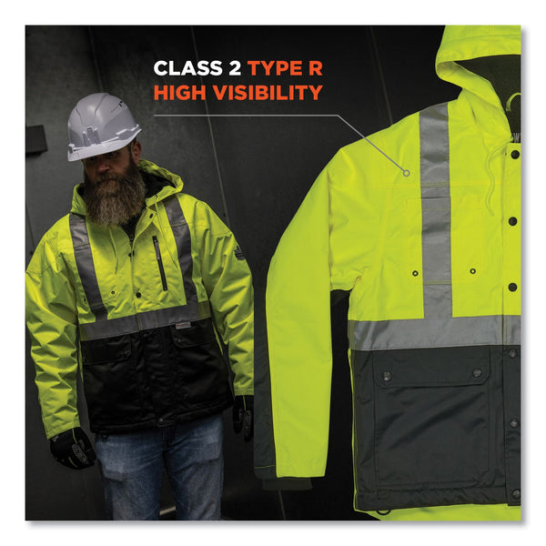 Ergodyne GloWear 8275 Class 2 Heavy-Duty Hi-Vis Workwear Sherpa Lined Jacket, 3X-Large, Lime (EGO23977) Each