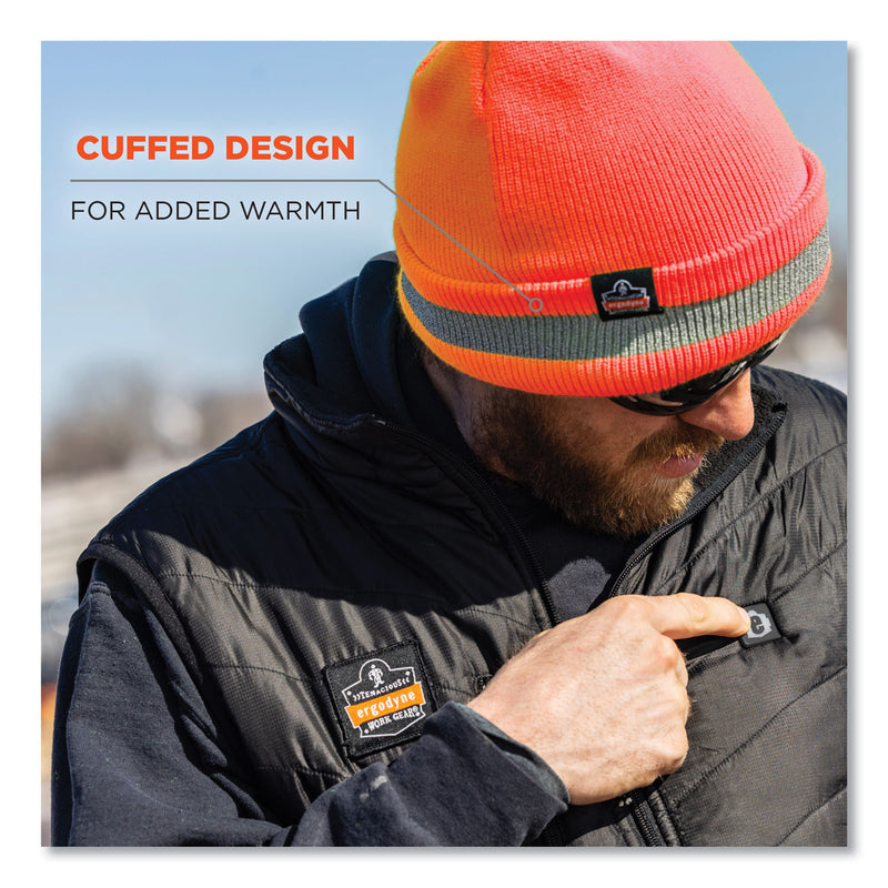 Ergodyne N-Ferno 6803 Reflective Rib Knit Winter Hat, One Size Fits Most, Orange (EGO16865) Each