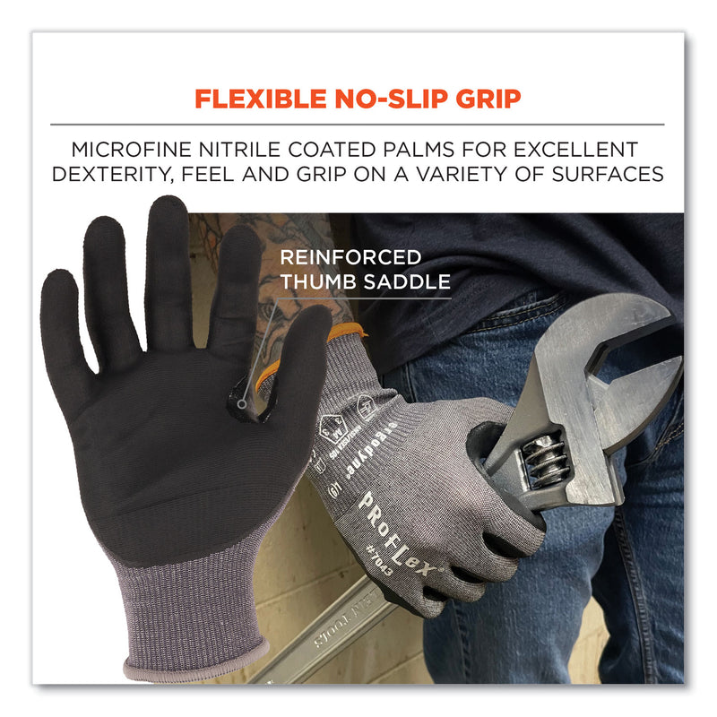 Ergodyne ProFlex 7043 ANSI A4 Nitrile Coated CR Gloves, Gray, X-Large, 1 Pair (EGO10525) 1 Pair