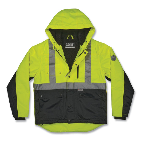 Ergodyne GloWear 8275 Class 2 Heavy-Duty Hi-Vis Workwear Sherpa Lined Jacket, 2X-Large, Lime (EGO23976) Each