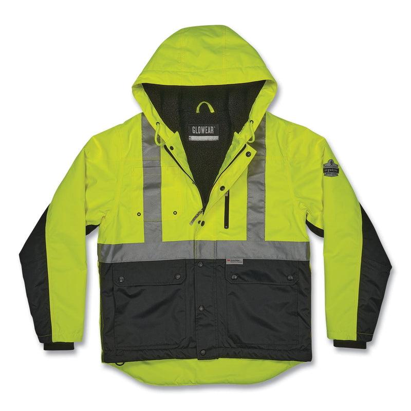 Ergodyne GloWear 8275 Class 2 Heavy-Duty Hi-Vis Workwear Sherpa Lined Jacket, 2X-Large, Lime (EGO23976) Each