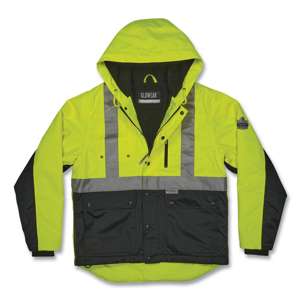 Ergodyne GloWear 8275 Class 2 Heavy-Duty Hi-Vis Workwear Sherpa Lined Jacket, Large, Lime (EGO23974) Each