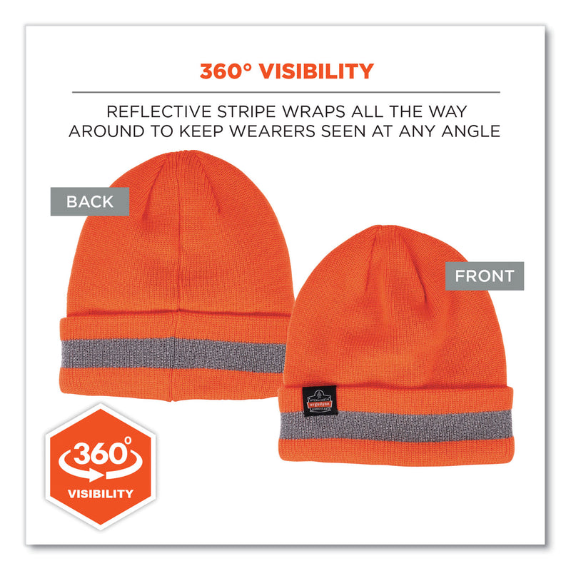 Ergodyne N-Ferno 6803 Reflective Rib Knit Winter Hat, One Size Fits Most, Orange (EGO16865) Each
