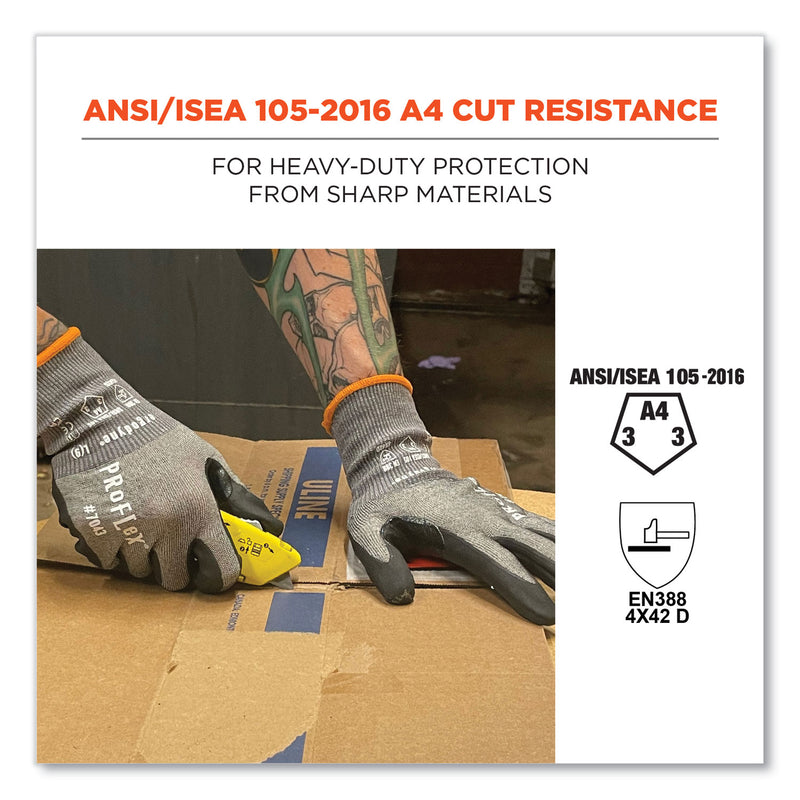 Ergodyne ProFlex 7043 ANSI A4 Nitrile Coated CR Gloves, Gray, X-Large, 1 Pair (EGO10525) 1 Pair