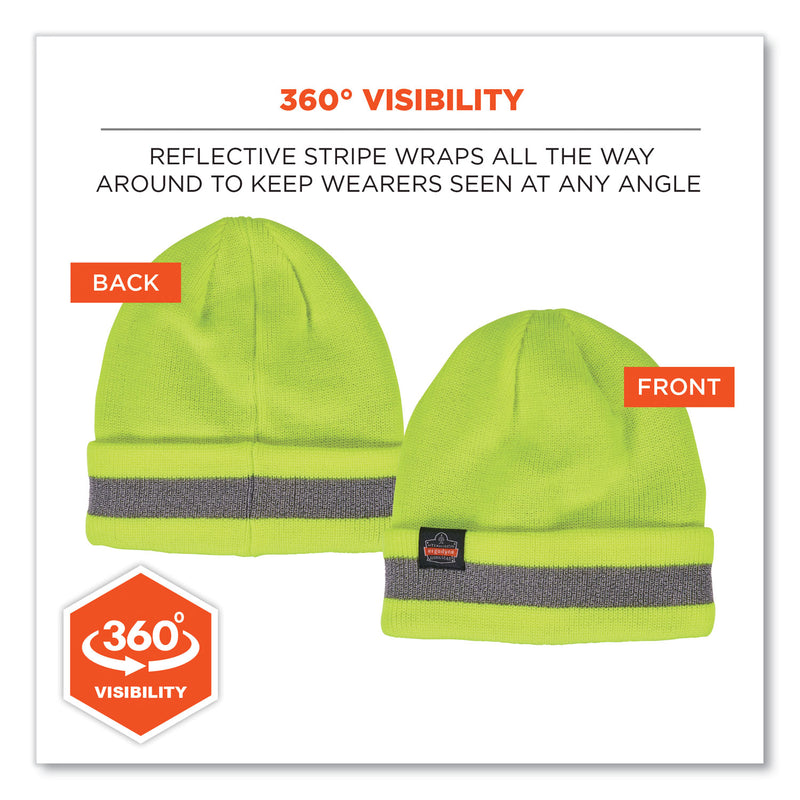 Ergodyne N-Ferno 6803 Reflective Rib Knit Winter Hat, One Size Fits Most, Lime (EGO16864) Each