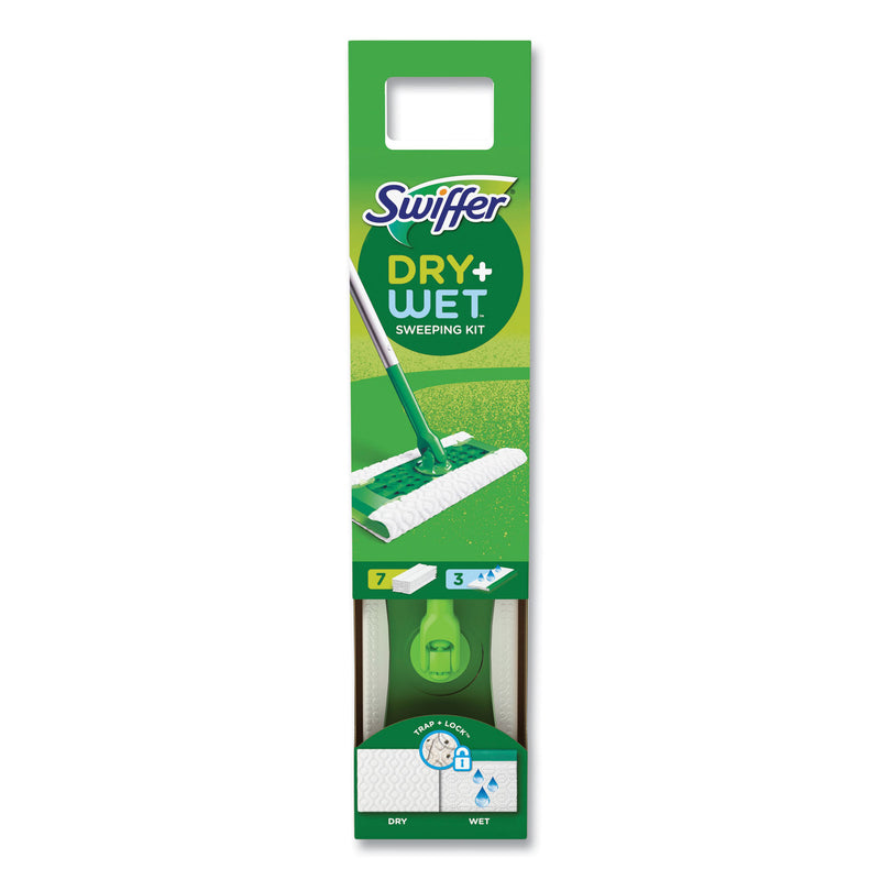 Swiffer Sweeper Mop, 10 x 4.8 White, Cloth Head, 46" Green/Silver Aluminum/Plastic Handle, 6/Carton (PGC75725) Case of 6