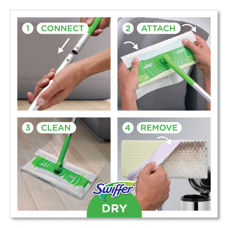 Swiffer Sweeper Mop, 10 x 4.8 White, Cloth Head, 46" Green/Silver Aluminum/Plastic Handle, 6/Carton (PGC75725) Case of 6