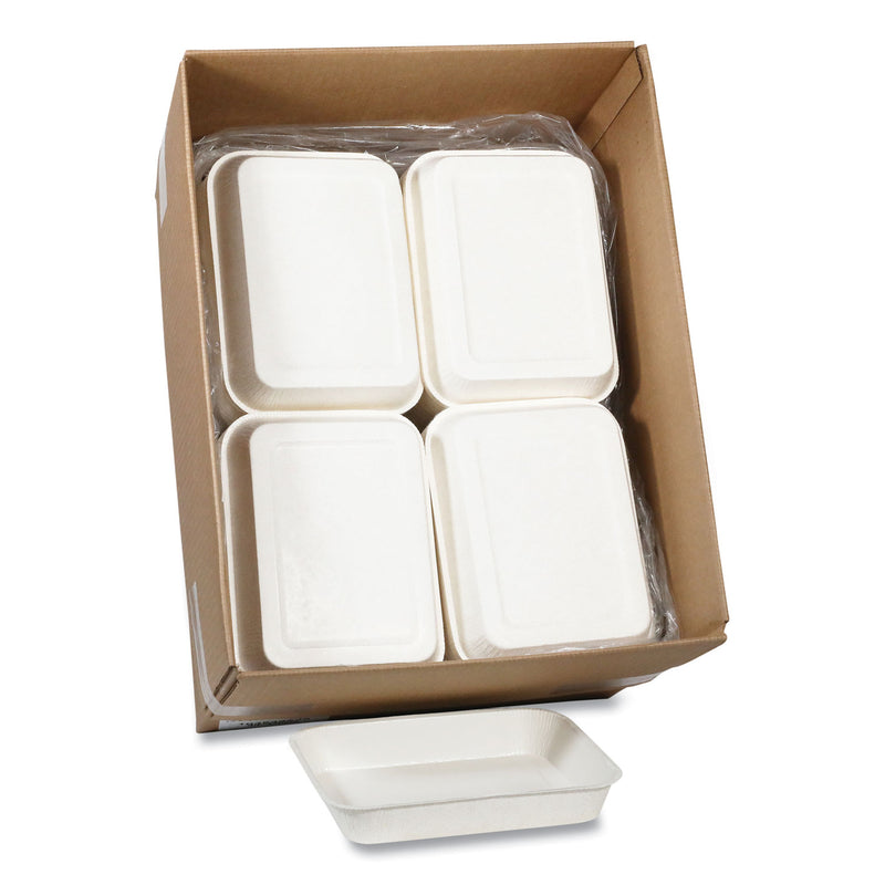 Pactiv Evergreen Pressware Classic Stoneware Dual-Ovenable Paperboard Tray, 45 oz, 9.97 x 7.47 x 1.5, White with Brown Specks, 250/Carton (PCTPCS7014XP) Case of 250