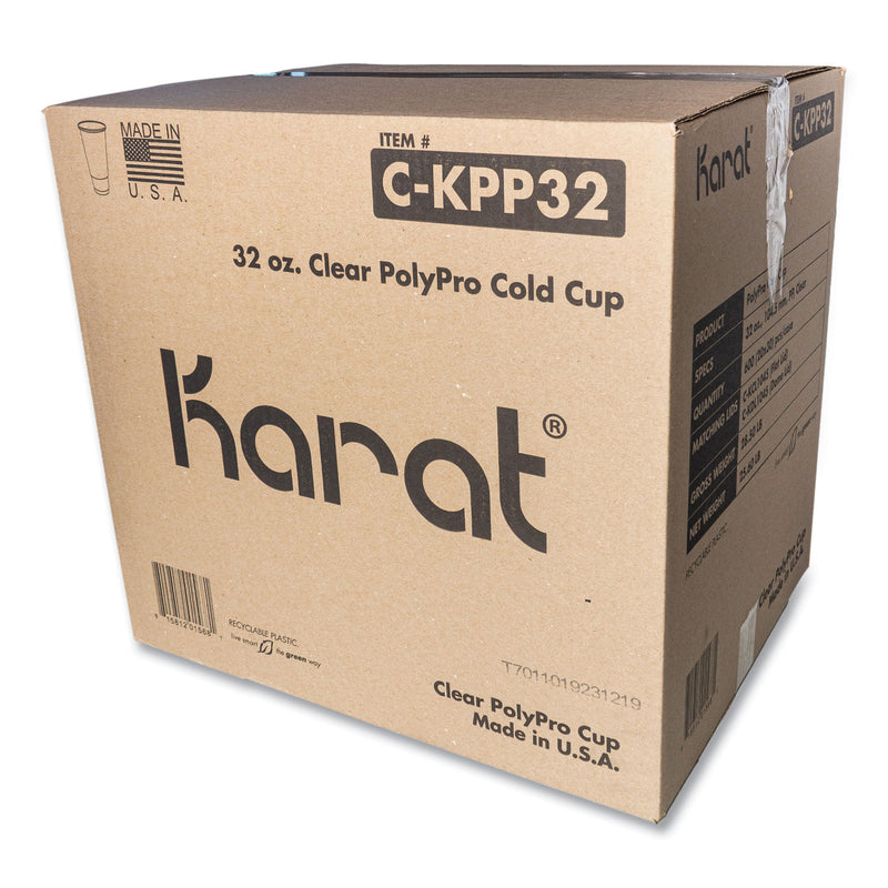 Karat PolyPro  (PP) Cups, 32 oz, Translucent, 600/Carton (KRTCKPP32) Case of 600