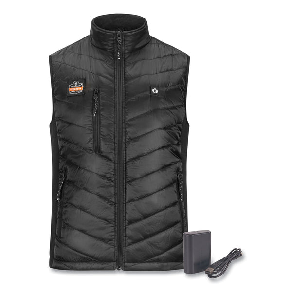 Ergodyne® N-Ferno 6495 Rechargeable Heated Vest with Battery Power Bank, Fleece/Polyester, X-Large, Black (EGO41704) Each