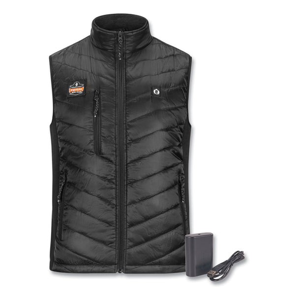 Ergodyne® N-Ferno 6495 Rechargeable Heated Vest with Batter Power Bank, Fleece/Polyester, Small, Black (EGO41701) Each