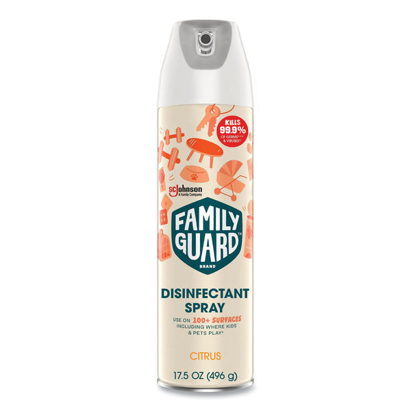 FamilyGuard Disinfectant Spray, Citrus Scent, 17.5 oz Aerosol Spray, 8/Carton (SJN327151) Case of 8