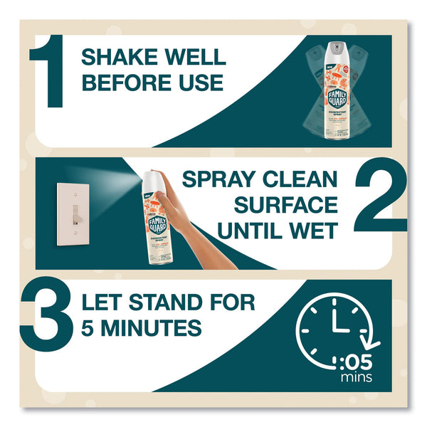 FamilyGuard Disinfectant Spray, Citrus Scent, 17.5 oz Aerosol Spray, 8/Carton (SJN327151) Case of 8