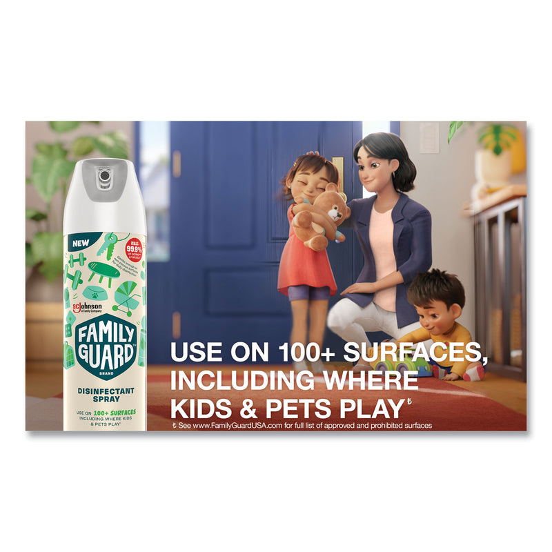 FamilyGuard Disinfectant Spray, Fresh Scent, 17.5 oz Aerosol Spray, 8/Carton (SJN327164) Case of 8