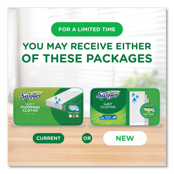 Swiffer Wet Refill Cloths, 8 x 10, Fresh Scent, White, 12/Box, 6 Boxes/Carton (PGC08622) Case of 6