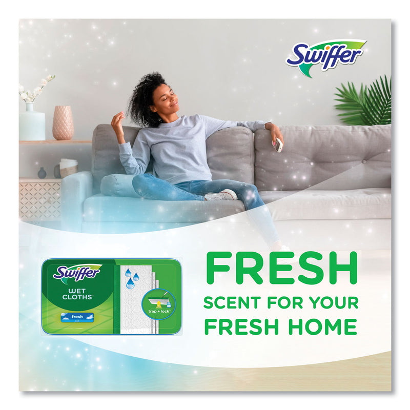 Swiffer Wet Refill Cloths, 8 x 10, Fresh Scent, White, 12/Box, 6 Boxes/Carton (PGC08622) Case of 6