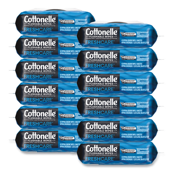 Cottonelle® Fresh Care Flushable Cleansing Cloths, 1-Ply, 3.75 x 5.5, White, 42/Pack, 12 Packs/Carton (KCM44932CT) Case of 12